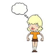 cartoon happy woman with thought bubble N253