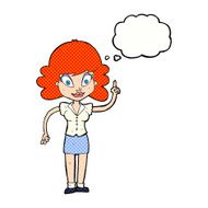 cartoon happy woman with idea thought bubble N10
