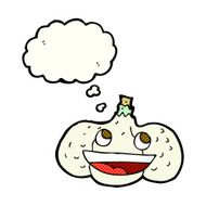 cartoon garlic with thought bubble N4