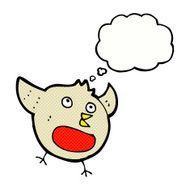 funny cartoon christmas robin with thought bubble N8
