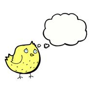 cartoon bird with thought bubble N264