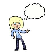 cartoon girl pointing with thought bubble N29