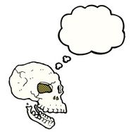 cartoon spooky skull with thought bubble N149