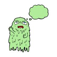 gross cartoon ghost with thought bubble N17