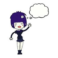 cartoon waving vampire girl with thought bubble N18