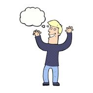 cartoon excited man with thought bubble N69
