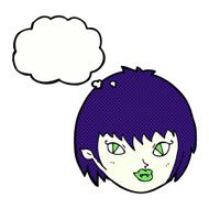 cartoon vampire girl face with thought bubble N10