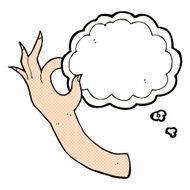 cartoon hand symbol with thought bubble N4