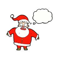 cartoon shocked santa claus with thought bubble N10