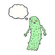 cartoon spooky ghost with thought bubble N47