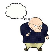 cartoon evil man with thought bubble N6