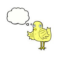 cartoon bird waving wing with thought bubble N10