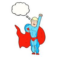 cartoon superhero with thought bubble N24