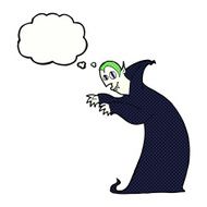 cartoon spooky vampire with thought bubble N9