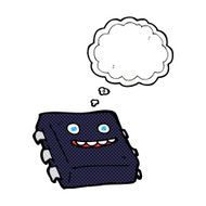 cartoon computer chip with thought bubble N6