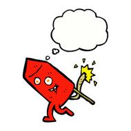 cartoon funny firework character with thought bubble N19