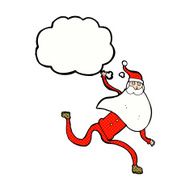 cartoon running santa with thought bubble N9