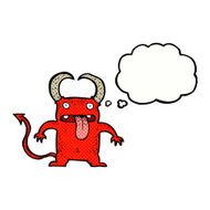 cartoon little devil with thought bubble N18