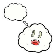 cartoon spooky cloud with thought bubble N6