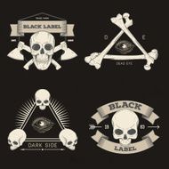Set of retro vintage badge symbol or logotype with skull