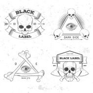 Set of retro vintage badge symbol with skull N4