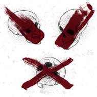 Set template with skull head and red paint or blood