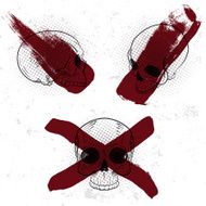 Set template with skull head and red paint or blood N3