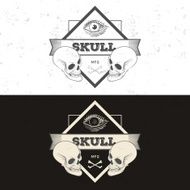 Retro vintage badge symbol with skull