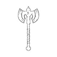 Hand Drawn Battle Axe isolated on white background