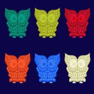 Colorful Cute Owl Characters - Illustration