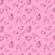 Vector cute pink sketchy Valentine&#039;s day seamless pattern N2