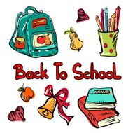 Back to school education icons cartoon set N7