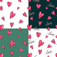 Love pattern set with handdrawn hearts