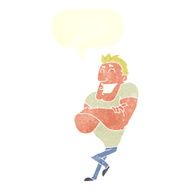 cartoon muscle guy with speech bubble N8