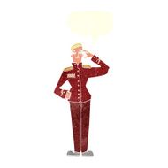 cartoon military man in dress uniform with speech bubble N10