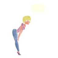 cartoon woman looking at something with speech bubble N10