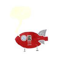 cartoon space rocket with speech bubble N23
