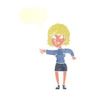 cartoon woman pointing with speech bubble N195