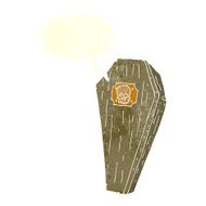 spooky cartoon coffin with speech bubble N19