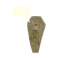 spooky cartoon coffin with speech bubble N20