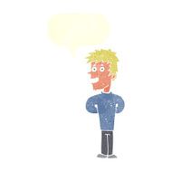 cartoon happy man with speech bubble N417
