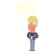 cartoon worried man with speech bubble N90