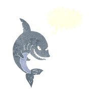 funny cartoon shark with speech bubble N28
