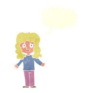 cartoon worried woman with speech bubble N71