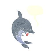 funny cartoon shark with speech bubble N29