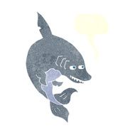 funny cartoon shark with speech bubble N30