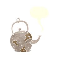 cartoon old tea pot with speech bubble N2