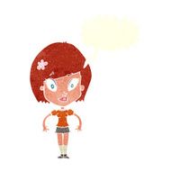 cartoon pretty woman with speech bubble N251