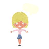 cartoon excited woman with speech bubble N118
