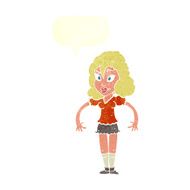 cartoon pretty woman with speech bubble N252